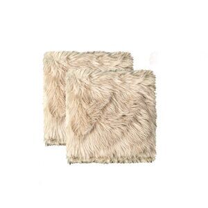 Luxe Home Decor Laredo Faux Sheepskin Chair Pad | 2-Piece | Taupe | 17"x17"